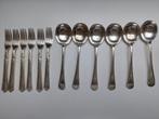 Verzilverde lepels (6) en vorken (6), Antiek en Kunst, Antiek | Bestek, Ophalen of Verzenden