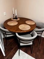 Ronde Eettafel met 4 Stoelen, Huis en Inrichting, Tafels | Eettafels, Ophalen, Gebruikt, 100 tot 150 cm, Vier personen