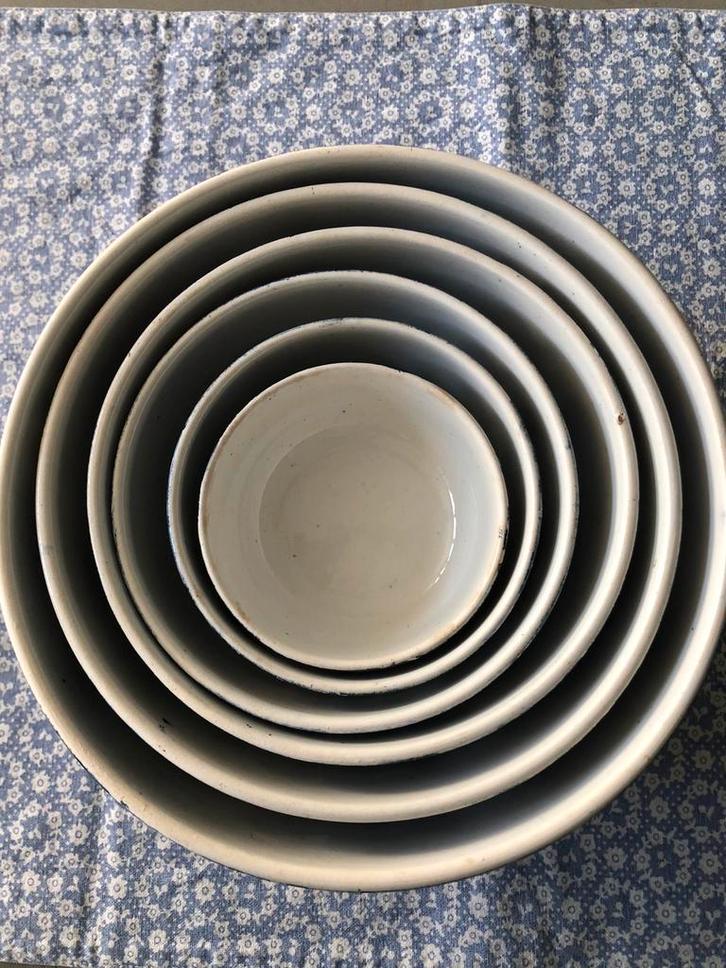 Set van 6 antieke nestschalen Tea drinker servies., Antiek en Kunst, Antiek | Servies los, Ophalen of Verzenden
