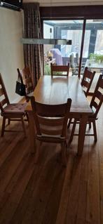 Eetkamertafel en 6 eetkamerstoelen eiken, Ophalen, Zo goed als nieuw, 4 tot 6 stoelen