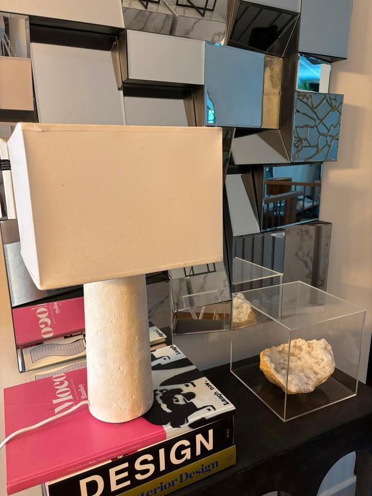 Witte vierkante lampenkap (34,5 x 34,5 cm bij 18 cm hoog), Huis en Inrichting, Lampen | Lampenkappen, Gebruikt, 25 tot 50 cm, Vierkant