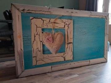 Tuin canvasdoek met hart op houten frame.  beschikbaar voor biedingen