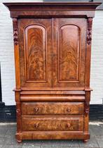 antiek Engels mahonie kabinet 3-delig, planken en lades, Ophalen of Verzenden