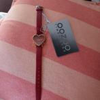 Goudkleurig horloge met bordeaux rode leren band, Overige merken, Overige materialen, Leer, Polshorloge