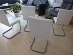 eetkamer stoel (leer), Huis en Inrichting, Stoelen, Ophalen, Wit, Zo goed als nieuw, Metaal