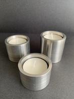 3 massief alluminium, design, waxinelicht houders, Huis en Inrichting, Woonaccessoires | Kandelaars en Kaarsen, Ophalen of Verzenden