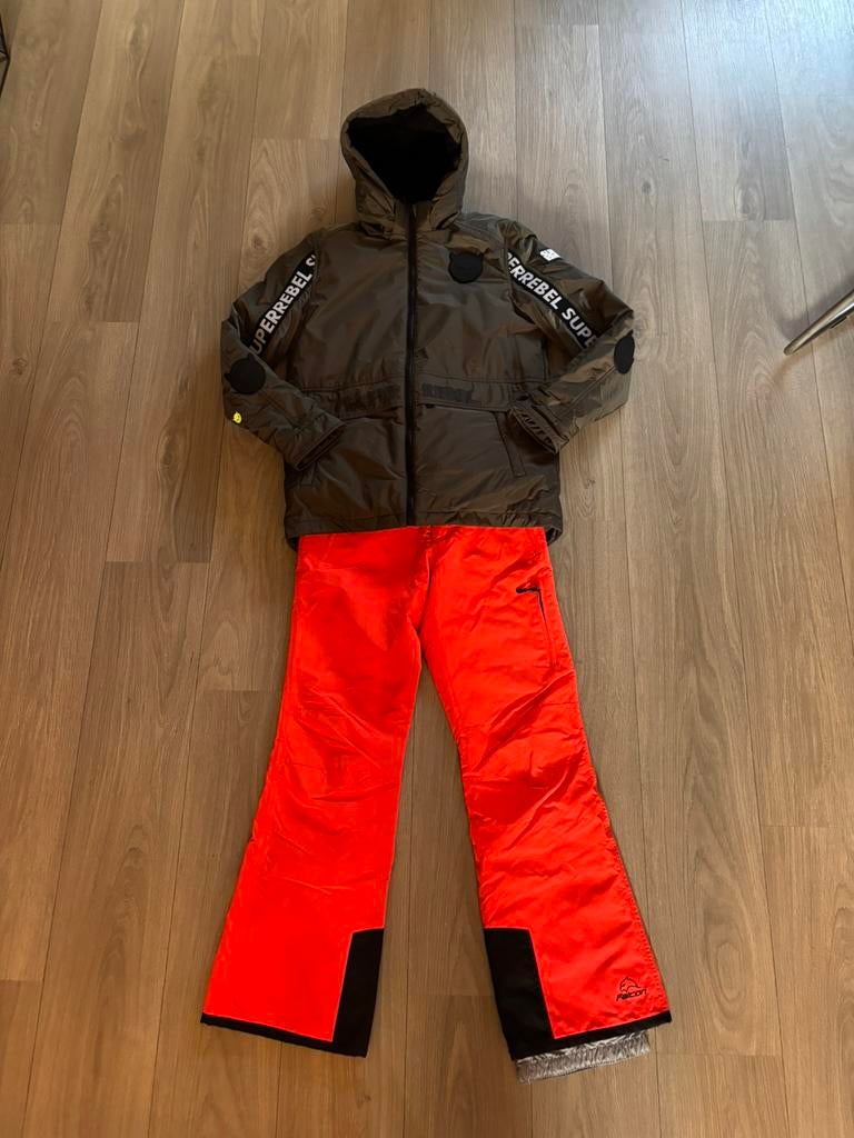 Superrebel skijas en Falcon skibroek maat 176, Kinderen en Baby's, Kinderkleding | Maat 176, Ophalen of Verzenden, Zo goed als nieuw