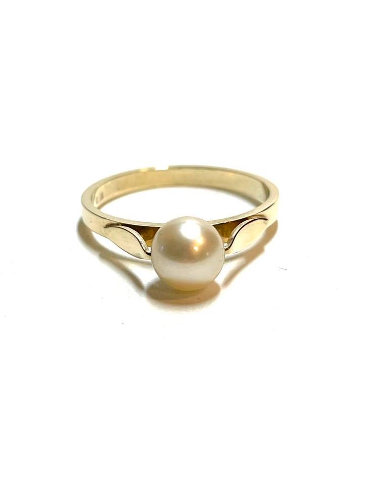 14k gouden ring met een parel, Sieraden, Tassen en Uiterlijk, Ringen, Zo goed als nieuw, Dame, Kleiner dan 17, Goud, Goud, Met parel