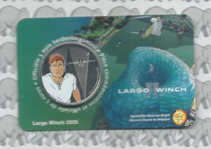 België 5 euro 2025 "Largo Winch" kleur in coincard, Postzegels en Munten, Munten | Europa | Euromunten, Losse munt, 5 euro, België