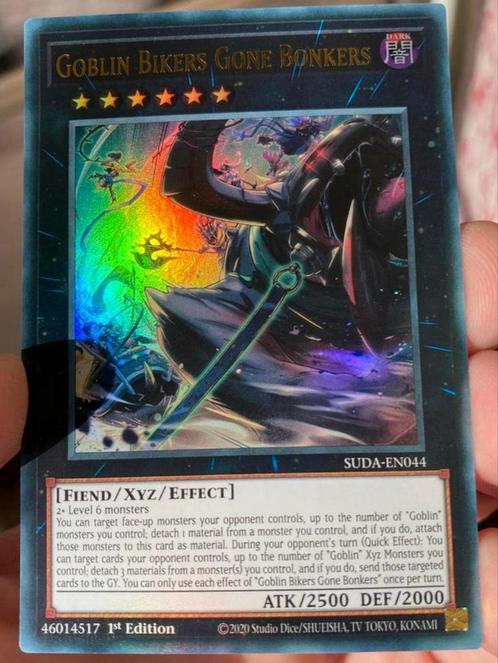 Yu-Gi-Oh! Goblin Bikers Gone Bonkers SUDA 1st Ed Mint !, Hobby en Vrije tijd, Verzamelkaartspellen | Yu-gi-Oh!, Zo goed als nieuw