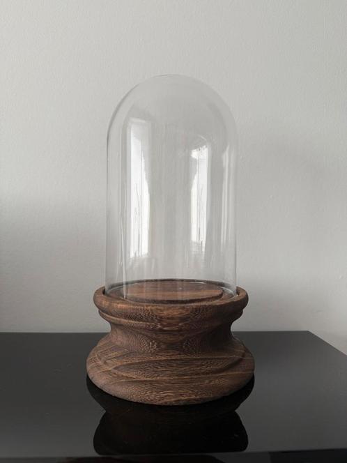 Stolp Bell with pedestal glass / wood Brown, Huis en Inrichting, Woonaccessoires | Stolpen, Nieuw, Ophalen of Verzenden