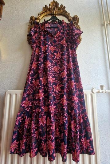 Als nieuw! Zanzea donker blauw bloemen lang ruffle jurk beschikbaar voor biedingen
