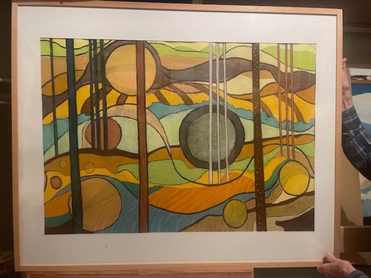 Schilderij : "Landschap geel", Antiek en Kunst, Kunst | Schilderijen | Klassiek, Ophalen