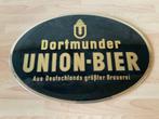 Vintage reclamebord Dortmunder Union, Verzamelen, Ophalen of Verzenden, Gebruikt, Reclamebord, Plaat of Schild, Overige merken