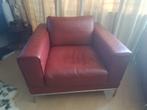 Twee leren fauteuils , rood, Huis en Inrichting, Gebruikt, Ophalen of Verzenden, Tijdloos, 75 tot 100 cm