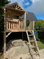 Speelhuisje met glijbaan en zandbak, Ophalen, Zo goed als nieuw, Hout