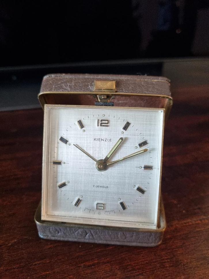 Vintage Kienzle Reiswekkertje met 7 Jewels in een Doosje., Antiek en Kunst, Antiek | Klokken, Ophalen of Verzenden