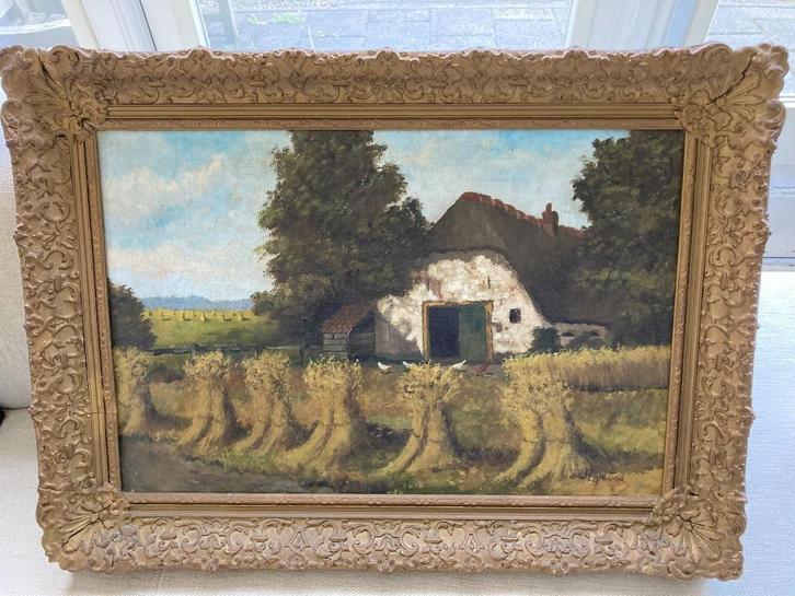 Klassiek schilderij, landschap gesign H. Egmond olieverf., Antiek en Kunst, Kunst | Schilderijen | Klassiek, Ophalen
