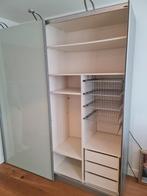 Wit kledingkast, glas deuren, verlichting. Leveren/Monteren, Gebruikt, Met klep(pen), Ophalen of Verzenden, Glas