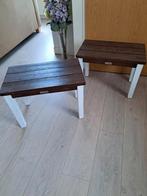 2 landelijke bijzettafeltjes van FSC hout Z.G.A.N, Ophalen, Minder dan 45 cm, Minder dan 55 cm, Rechthoekig