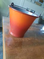Mooie oranje/gevlamde emaille emmer, Ophalen of Verzenden