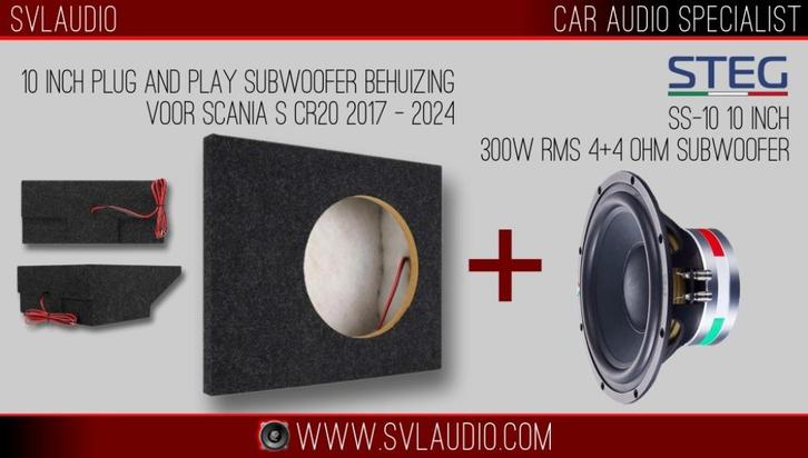 STEG SS-10 Subwoofer+kist Plug n Play voor Scania S CR20, Auto diversen, Autospeakers, Nieuw, Verzenden