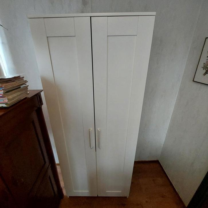 Witte linnenkast met hangruimte en planken, Huis en Inrichting, Kasten | Kledingkasten, Gebruikt, 150 tot 200 cm, 50 tot 100 cm