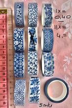Deco washi tape Nw 5 meter blauw wit, Nieuw, Ophalen of Verzenden, Materiaal