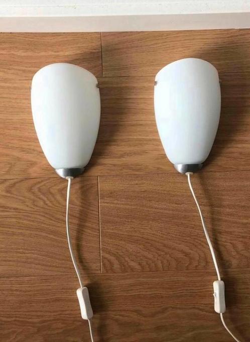 2 X Vintage IKEA Santir wandlamp | Typ V9807 | jaren 90, Huis en Inrichting, Lampen | Wandlampen, Zo goed als nieuw, Glas, Metaal