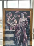 Schilderij van Balinese danseressen, Antiek en Kunst, Kunst | Schilderijen | Klassiek, Ophalen