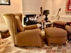 Exclusieve Fauteuil Thormer, Poef, mooie camel kleur stof, Huis en Inrichting, Fauteuils, Ophalen, 75 tot 100 cm, Zo goed als nieuw