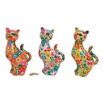 Spaarpot kat bloemen keramiek - hippie retro vrolijk, Steen, Aardewerk of Keramiek, Kwastje-over-Kastje, Nieuw, Ophalen of Verzenden