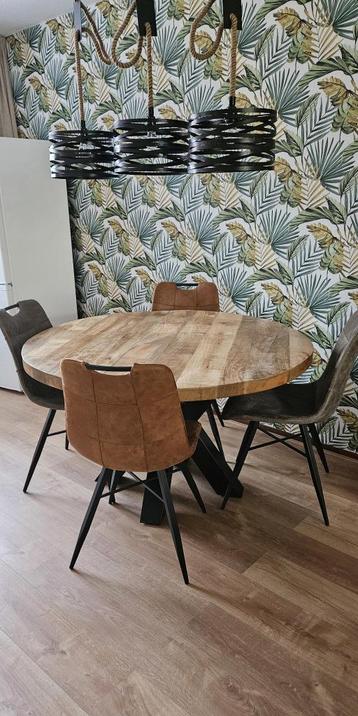 Eettafel Indy - Massief hout op metalen spinpoot - Ø130x78cm beschikbaar voor biedingen