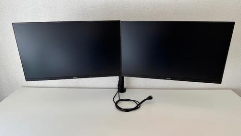 2x AOC LED beeldscherm 23.8" (met monitor beugel), Computers en Software, Monitoren, Gebruikt, HDMI, VGA, In hoogte verstelbaar