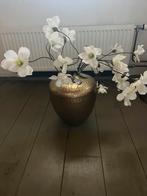 Gouden vaas met kunst bloemen, Huis en Inrichting, Ophalen, Zo goed als nieuw