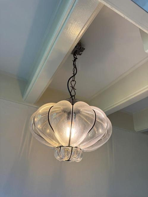 Venetiaanse lamp, Huis en Inrichting, Lampen | Hanglampen, Gebruikt, Minder dan 50 cm, Glas, Metaal, Ophalen of Verzenden