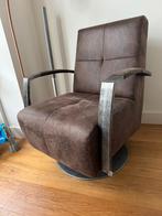 (Micro) lederen fauteuils met metalen frame, Ophalen, 75 tot 100 cm, Zo goed als nieuw, Leer