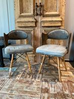 Vintage grijze gestoffeerde stoelen., Ophalen of Verzenden
