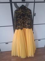 Gele galajurk met zwarte kanten top, Ophalen, Galajurk, Geel, Maat 42/44 (L)