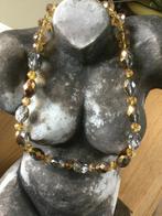 Ketting met grote kristal facet kralen, Sieraden, Tassen en Uiterlijk, Kettingen, Ophalen of Verzenden, Nieuw, Bruin, Met kristal