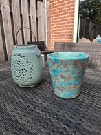 Riverdale bloempot + turquoise pot, Ophalen, Zo goed als nieuw, Rond, Minder dan 25 cm