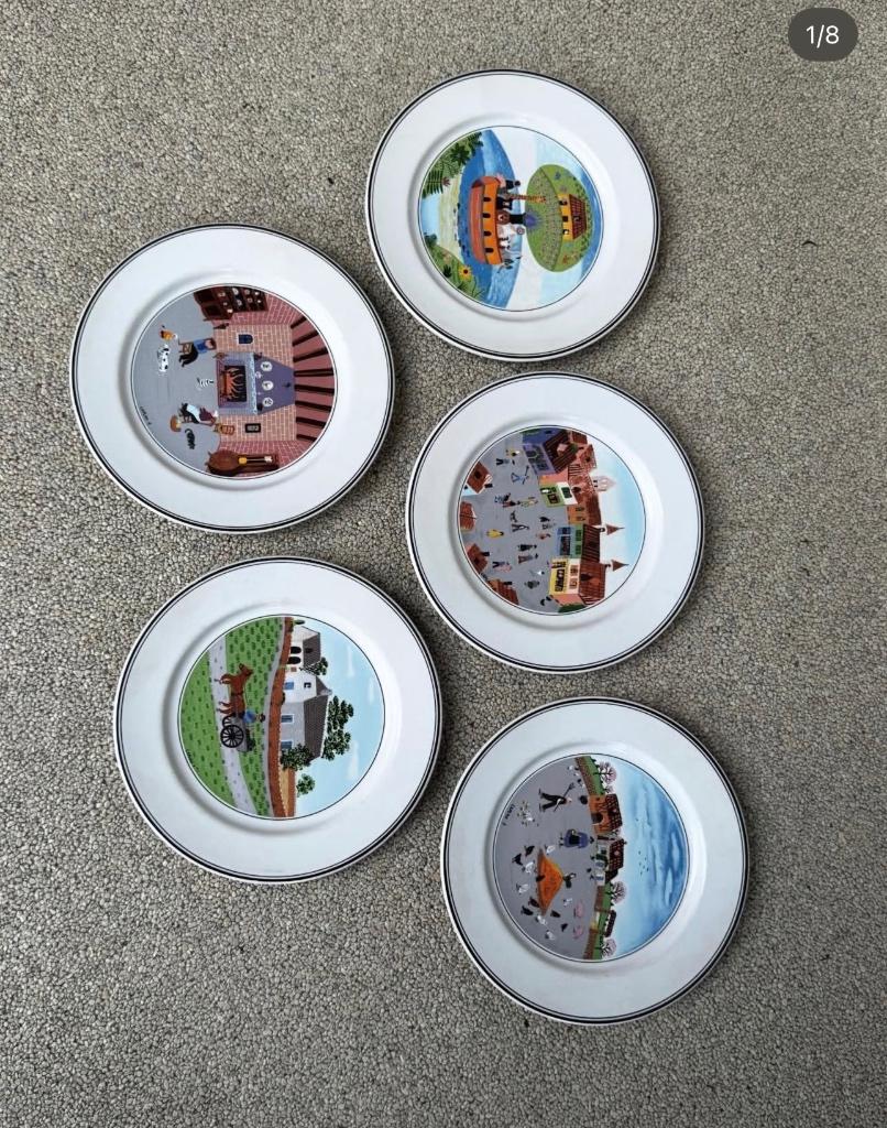 Villeroy Boch design naif, 5 dessertborden, Huis en Inrichting, Keuken | Servies, Zo goed als nieuw, Bord(en), Overige stijlen