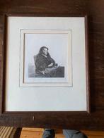 ets van Rembrandt, de moeder van Rembrandt aan tafel, Antiek en Kunst, Kunst | Etsen en Gravures, Ophalen of Verzenden
