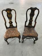 Antieke Chinoiserie stoel met leren zitting, Antiek en Kunst, Ophalen of Verzenden