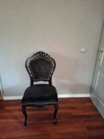 Brocante eetkamerstoelen, set van 6 zwarte velvet bekleding, Huis en Inrichting, Ophalen, Gebruikt, Zwart, Stof