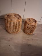 Set van twee rotan bijzettafels, Huis en Inrichting, Tafels | Bijzettafels, Ophalen, Minder dan 45 cm, Minder dan 55 cm, Rond