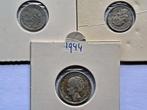 3 munten Curacao zilver, Postzegels en Munten, Munten | Nederland, Verzenden, Koningin Wilhelmina, Zilver