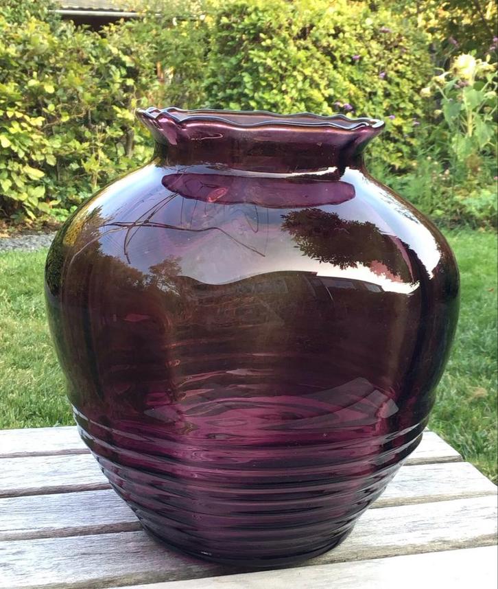 Art Deco Glazen Vaas - Verrerie Doyen, Huis en Inrichting, Woonaccessoires | Vazen, Gebruikt, Overige kleuren, Minder dan 50 cm