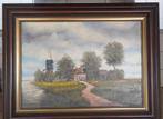 Schilderij met donker eiken lijst, Antiek en Kunst, Ophalen