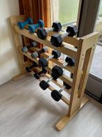 Houten dumbbell rek voor 6 sets (exclusief dumbbells), Ophalen, Zo goed als nieuw, Armen, Dumbbell